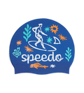 Unisex Kids Surfing Slogan Print Swim Cap For Boys and Girls - Blue & White