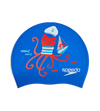 Unisex Kids Octopus Slogan Print Swim Cap For Boys and Girls - Blue & Red