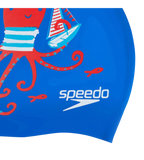 Unisex Kids Octopus Slogan Print Swim Cap For Boys and Girls - Blue & Red