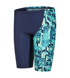 Boys Endurance 10 Tri Bold Printed V-Cut Panel Jammer - Navy & Jade