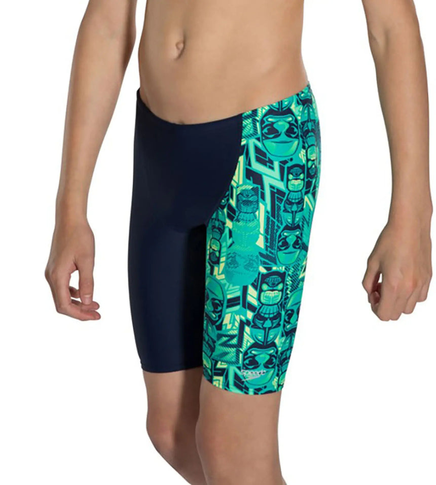 Boys Endurance 10 Tri Bold Printed V-Cut Panel Jammer - Navy & Jade
