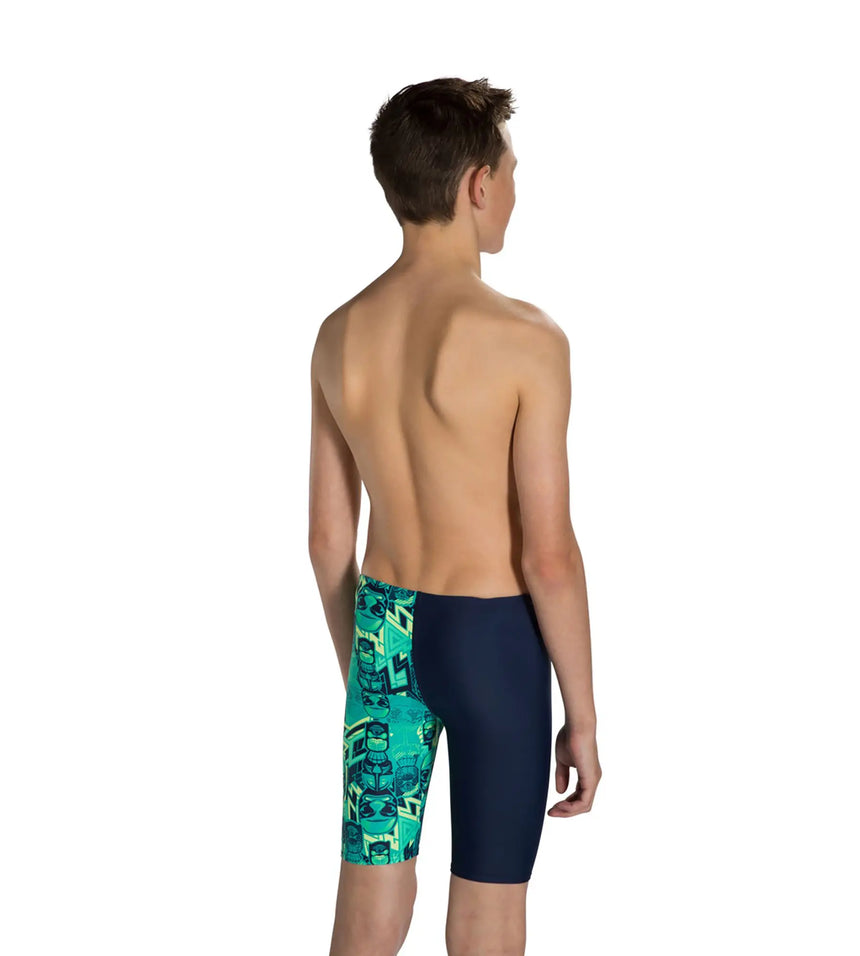 Boys Endurance 10 Tri Bold Printed V-Cut Panel Jammer - Navy & Jade