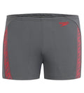 Men's Polyester Monogram Aquashort - Usa Charcoal & Usa Red