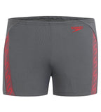 Men's Polyester Monogram Aquashort - Usa Charcoal & Usa Red