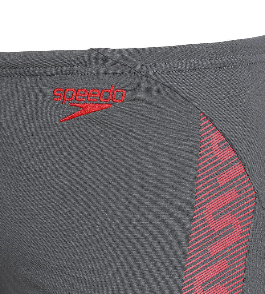 Men's Polyester Monogram Aquashort - Usa Charcoal & Usa Red