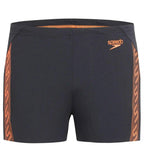 Men's Polyester Monogram Aquashort - Oxid Grey & Fluo Orange
