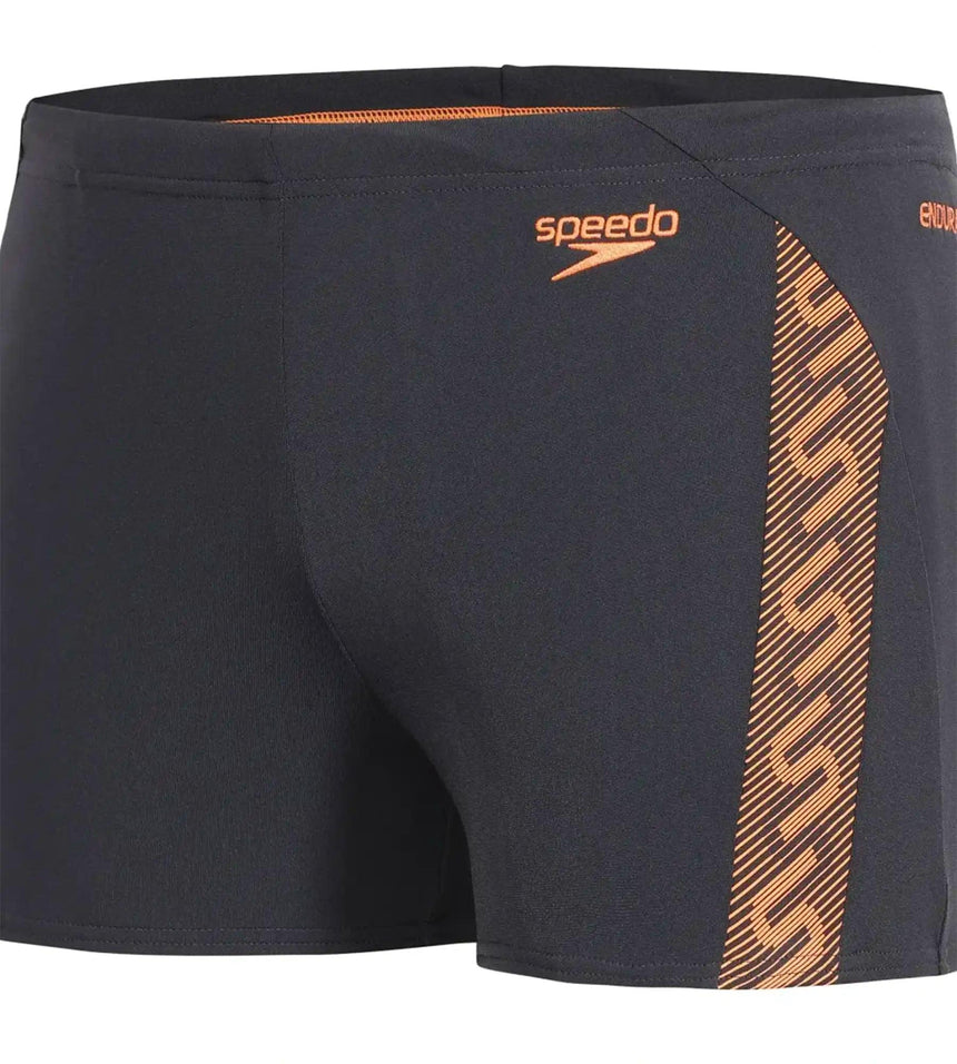 Men's Polyester Monogram Aquashort - Oxid Grey & Fluo Orange