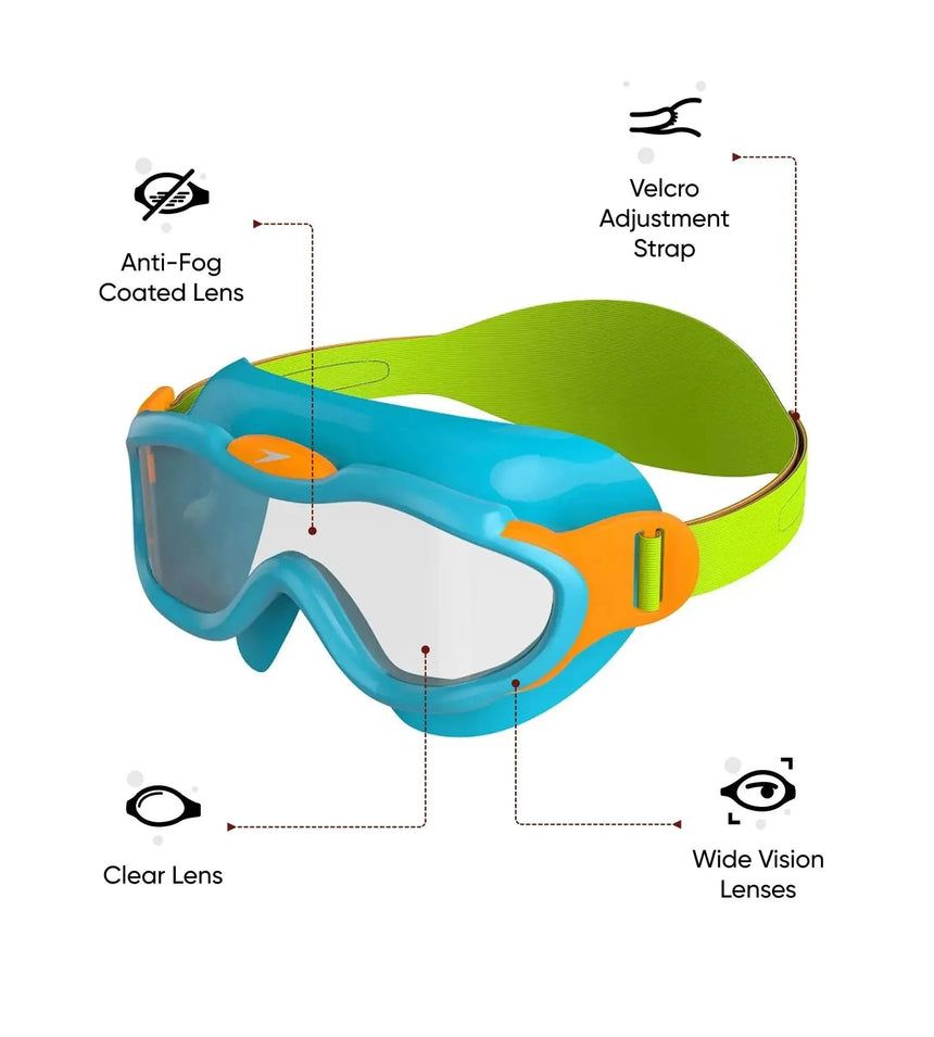 Unisex Kids Sea Squad Mask Tint-Lens Swim Goggles  For Tot's (Age Range -  2-6 Years) - Blue & Green