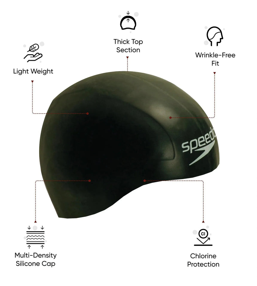 Unisex Aqua V Drag Reducing Racing Swim Cap For Men and Women - Black