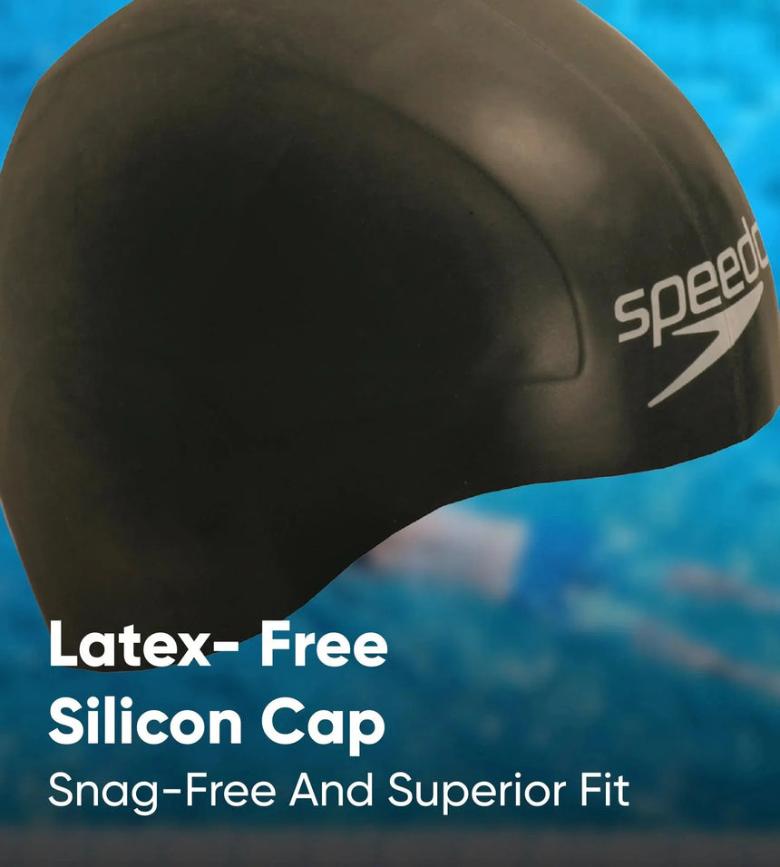 Unisex Aqua V Drag Reducing Racing Swim Cap For Men and Women - Black