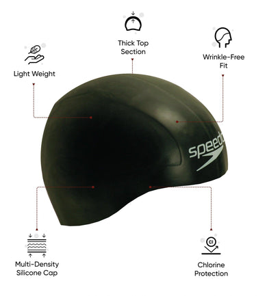 Unisex Aqua V Drag Reducing Racing Swim Cap For Men and Women - Black
