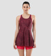 Women's Endurance Printed Racerback Swimdress With Boyleg - Deep Plum & Cherry