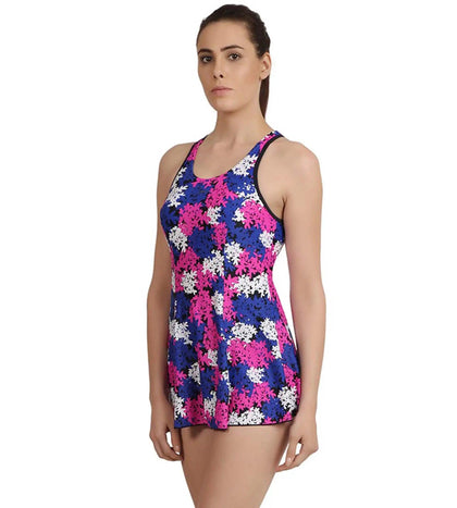 Women's Endurance 10 Printed Swimdress - Navy & Ecstatic_2