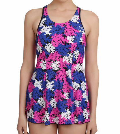 Women's Endurance 10 Printed Swimdress - Navy & Ecstatic_5