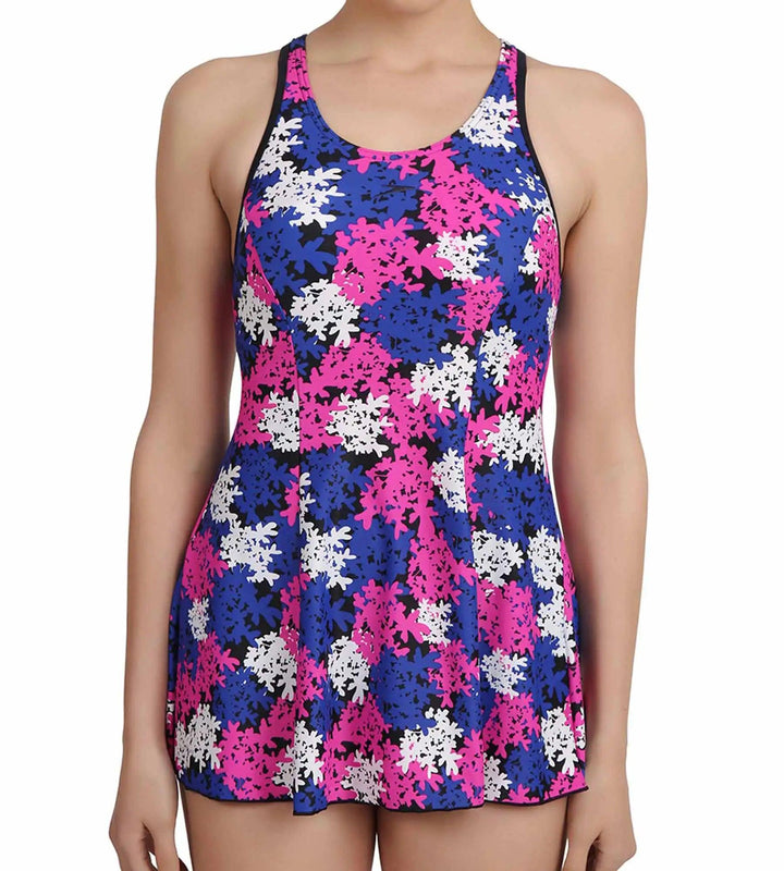 Women's Endurance 10 Printed Swimdress - Navy & Ecstatic_5