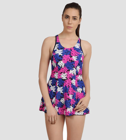 Women's Endurance 10 Printed Swimdress - Navy & Ecstatic