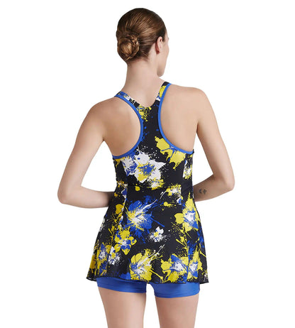 Women's Endurance10 Racerback Swimdress With Boyleg- Speedo Navy & Deep Peri