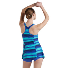 Women's Endurance10 Racerback Swimdress With Boyleg - Deep Indigo & Deep Peri