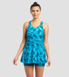 Women's Endurance10 Printed Swimdress With Boyleg - Nordic Teal & Powder Blue