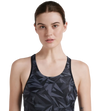 Women's Endurance 10 Hyperboom Printed Racerback Swimdress With Boyleg - Black & Oxid Grey