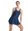 Women's Endurance 10 Hyperboom Printed Racerback Swimdress With Boyleg - True Navy & True cobalt