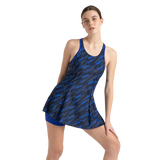 Women's Endurance 10 Hyperboom Printed Racerback Swimdress With Boyleg - True Navy & True cobalt
