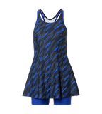 Women's Endurance 10 Hyperboom Printed Racerback Swimdress With Boyleg - True Navy & True cobalt