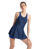 Women's Endurance 10 Hyperboom Printed Racerback Swimdress With Boyleg - True Navy & True cobalt