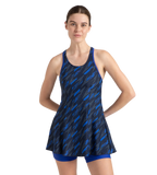 Women's Endurance 10 Hyperboom Printed Racerback Swimdress With Boyleg - True Navy & True cobalt