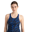 Women's Endurance 10 Hyperboom Printed Racerback Swimdress With Boyleg - True Navy & True cobalt