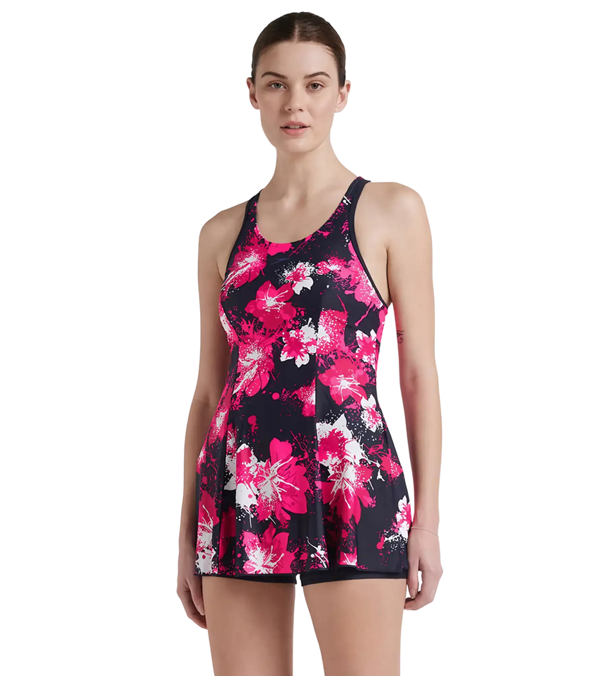 Women's Endurance 10 Racerback Swimdress With Boyleg - Speedo Navy & Fluo Pink
