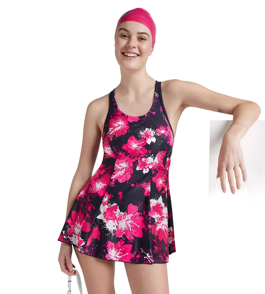 Women's Endurance 10 Racerback Swimdress With Boyleg - Speedo Navy & Fluo Pink
