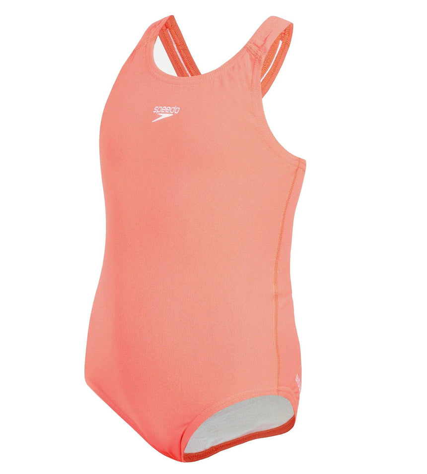 Girls Endurance+ Racerback V-Cut Swimsuit - Ignite & White