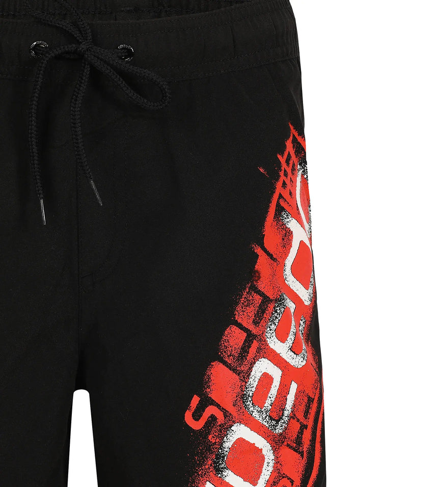 Boys Quick Dry Graphic Print Watershorts - Wavecapsule Black & Hot Orange