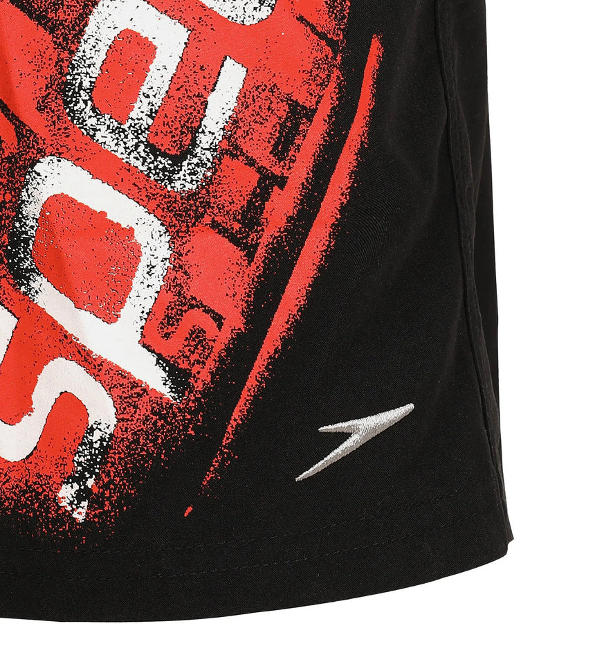 Boys Quick Dry Graphic Print Watershorts - Wavecapsule Black & Hot Orange