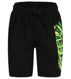 Boy's 100% Polyester Jungle Camo Graphic Printed Leisure Watershorts - Black, Fluo Green & Fluo Yellow