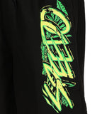 Boy's 100% Polyester Jungle Camo Graphic Printed Leisure Watershorts - Black, Fluo Green & Fluo Yellow