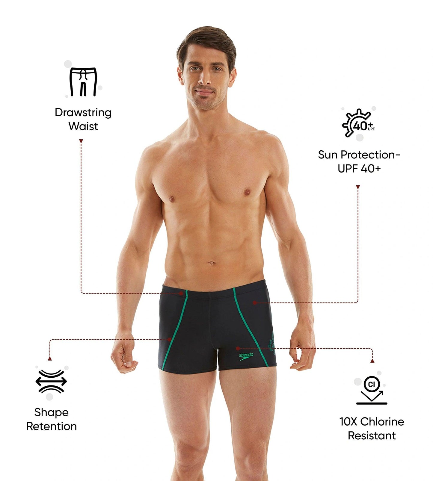 Men's Endurance 10 Logo Panel Aquashort - Navy & Emerald