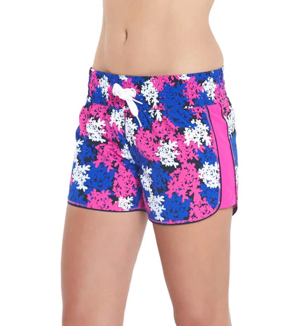 Women's Polyester Printed Leisure Watershorts - Ecstatic & Beautiful Blue_2