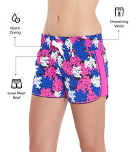 Women's Polyester Printed Leisure Watershorts - Ecstatic & Beautiful Blue