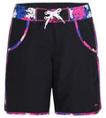 Women's 100% Polyester Printed Splice Watershorts - Navy & Ecstatic