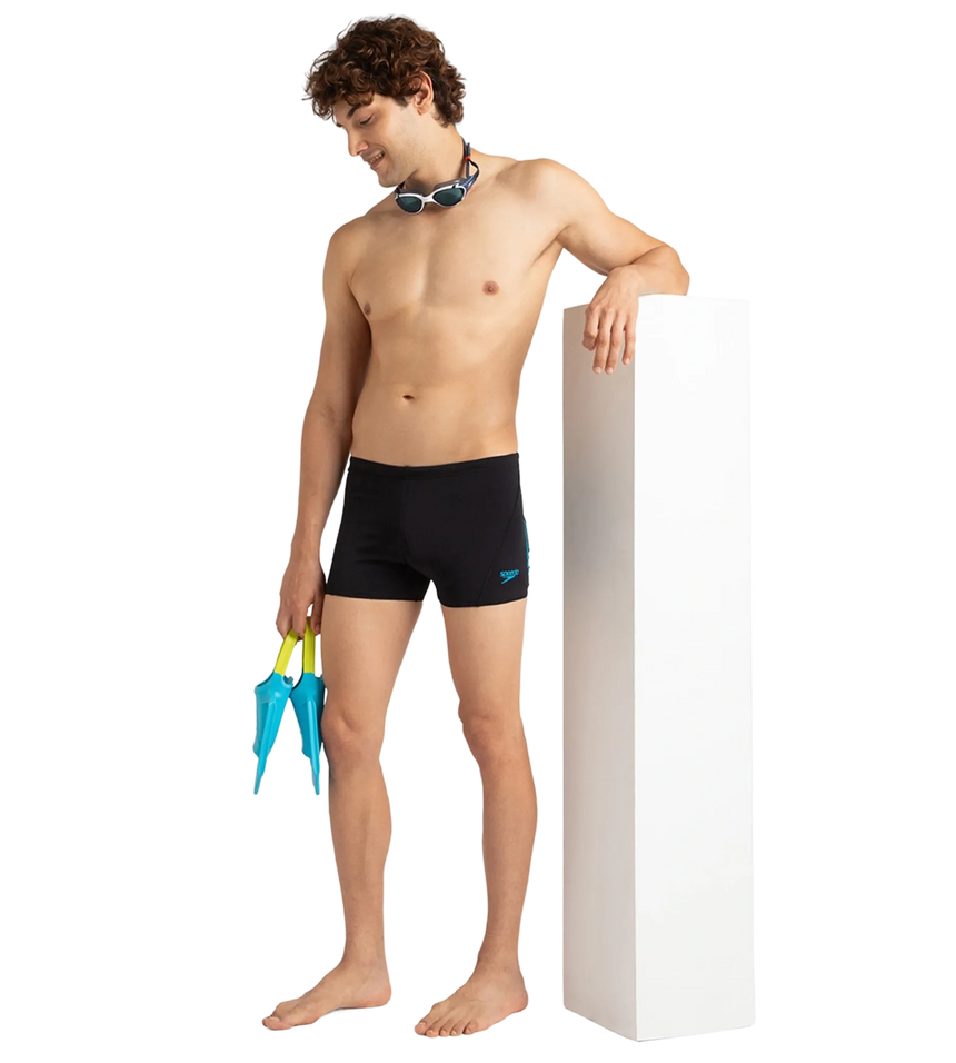 Buy Speedo Male Essential Splice Aquashort Black-Bolt Swimwear