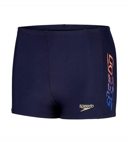 Boy's Endurance Speedotech Logo Panel Aquashort - Speedo Navy & Deep Peri_1