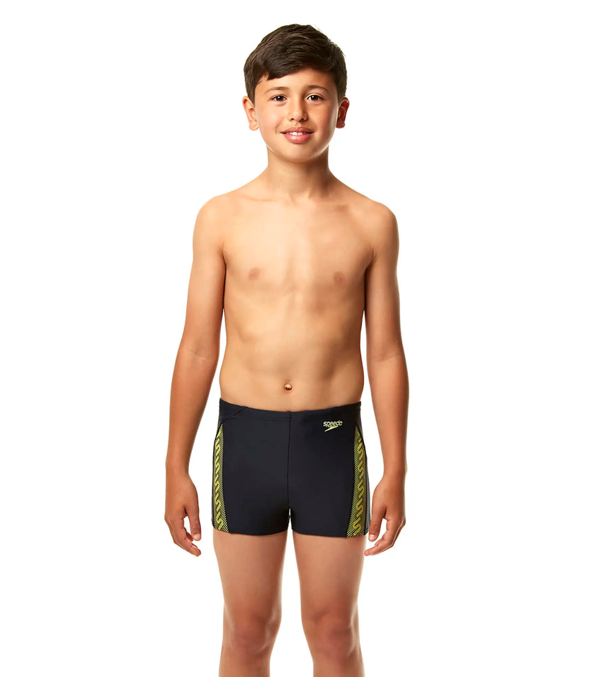 Boys Nylon Monogram Printed Aquashort - Navy & Spritz
