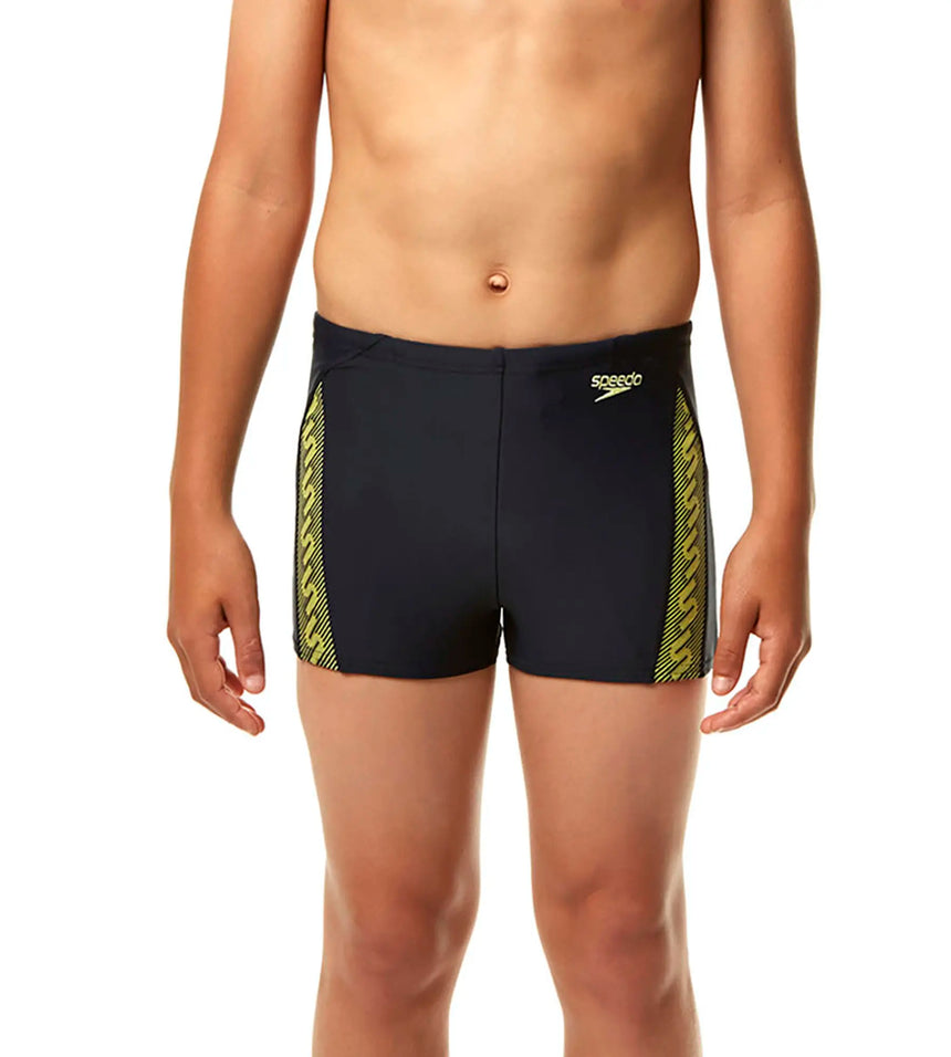 Boys Nylon Monogram Printed Aquashort - Navy & Spritz
