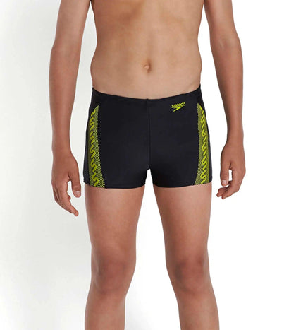 Boy's Endurance 10 Monogram Aquashort - Black & Wild Lime_1