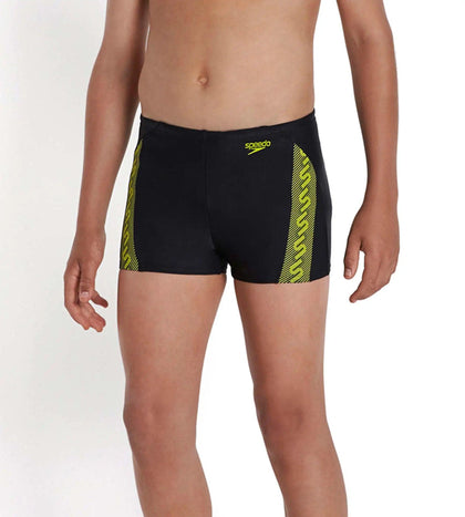 Boy's Endurance 10 Monogram Aquashort - Black & Wild Lime_2