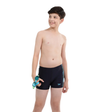 Boy's Endurance 10 Hyperboom Panel Print Aquashort - True Navy & Harlequin Green