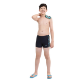 Boy's Endurance 10 Hyperboom Panel Print Aquashort - True Navy & Harlequin Green