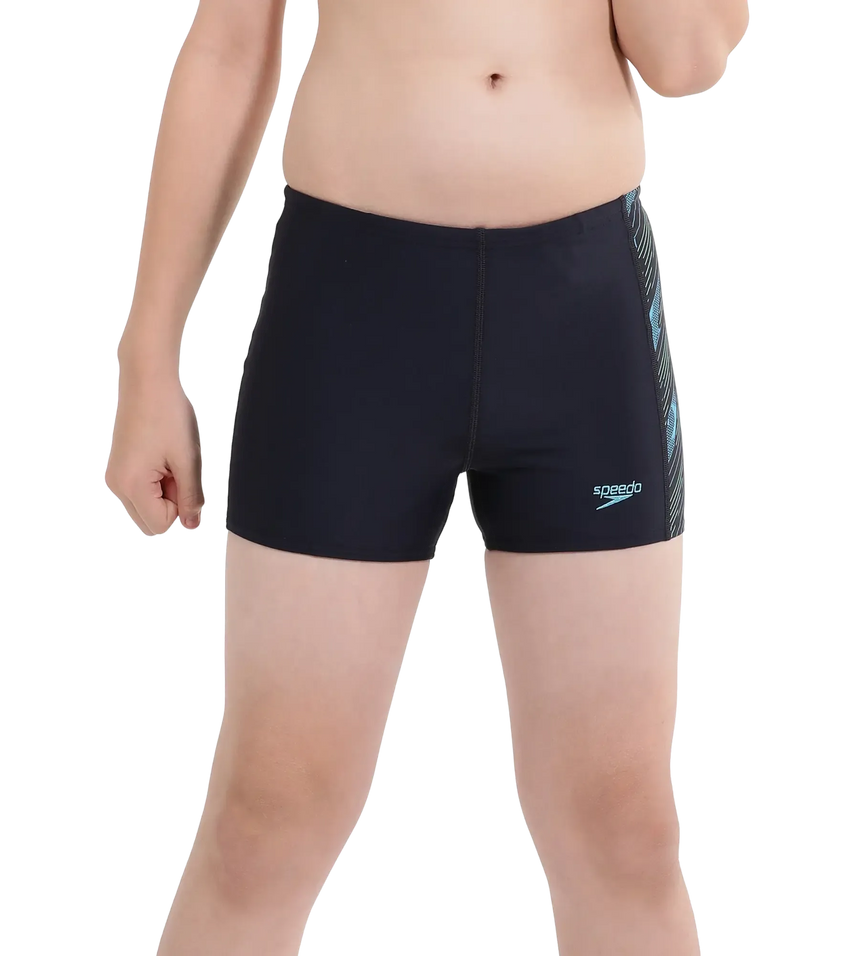 Boy's Endurance 10 Hyperboom Panel Print Aquashort - True Navy & Harlequin Green